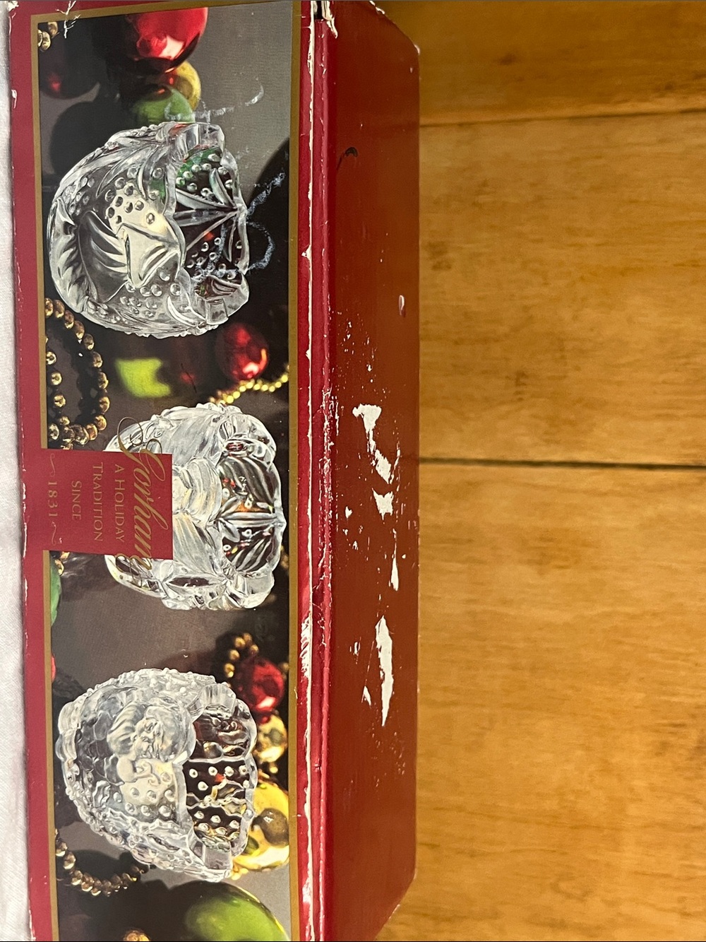 Vintage,Gorham-North Pole Express, Lead Crystal, Christmas Votive Set -3- W/Box